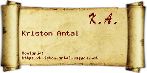 Kriston Antal névjegykártya